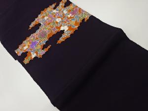 塩瀬金彩手描き草花模様名古屋帯